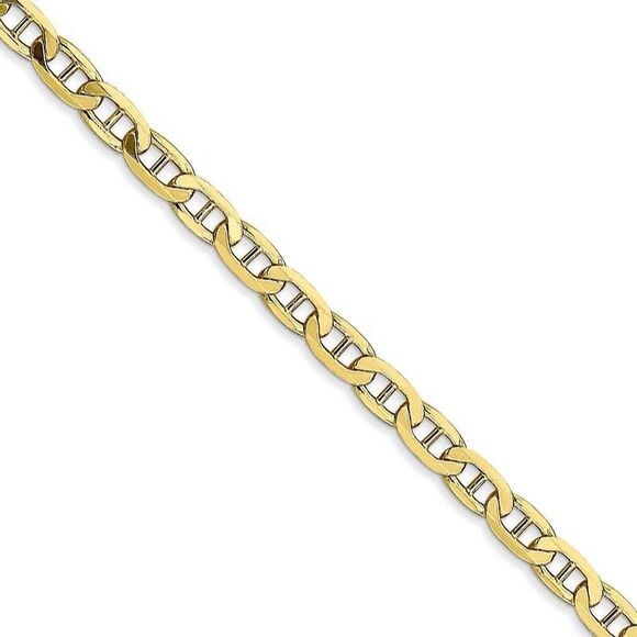 10k Yellow Gold 3.75mm Solid Concave Anchor Chain Necklace 20 Inch